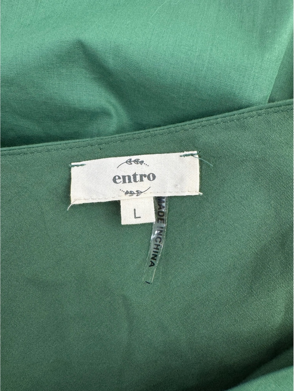 Entro Green Tie Shoulder Drop Waist Mini Dress Size Large - Picture 5 of 7